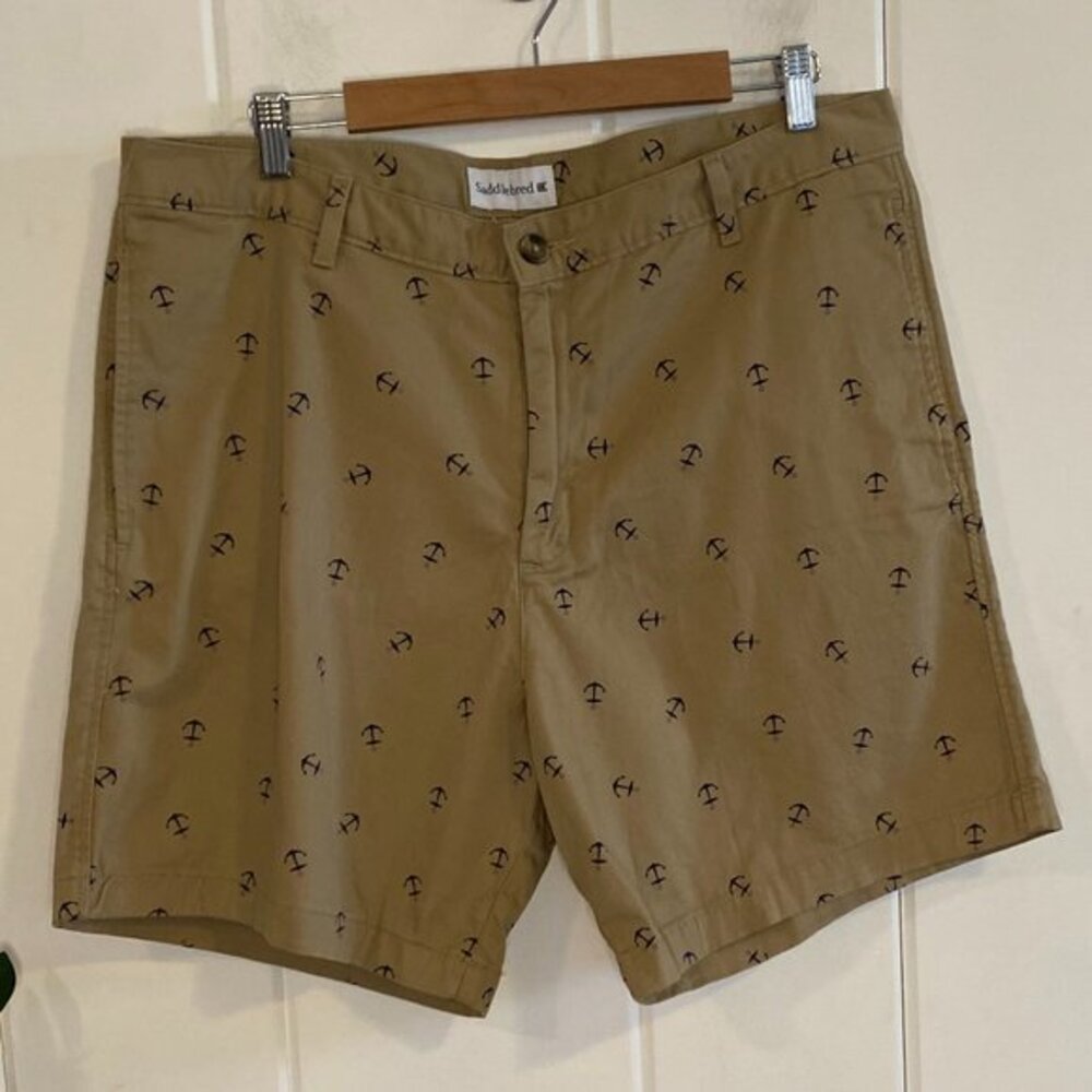 BELK Saddlebred Flat Front Khaki Anchor Shorts